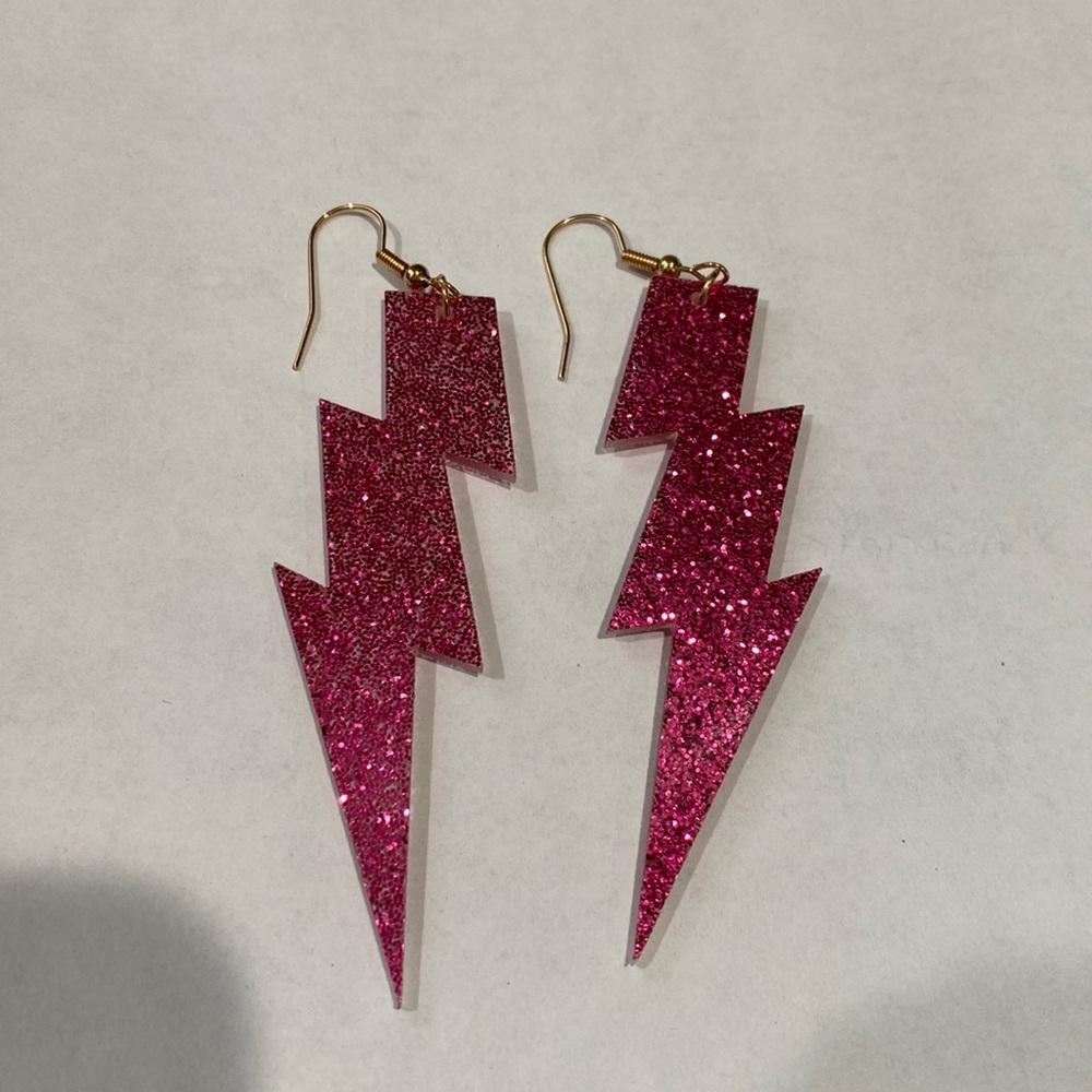 Pink lightning earrings